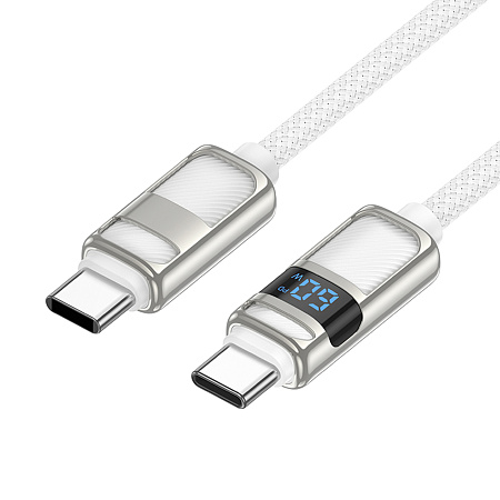Кабель Type-C на Type-C, HOCO, U137, 60W, 1.2м, с дисплеем, белый