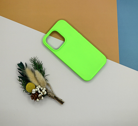 Чехол - накладка для iPhone 13 Pro, Silicon Case, без лого, салатовый