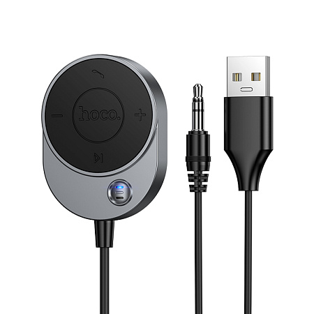 Bluetooth Receiver с AUX, E150, HOCO, вес 37 г, металлический серый