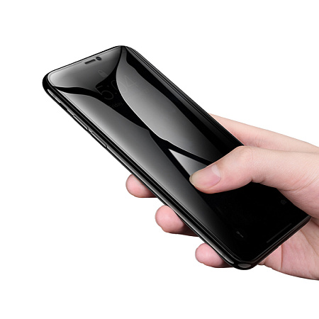 Защитное стекло на iPhone XR/11 (A777 Plus), HOCO, антишпионское, черное