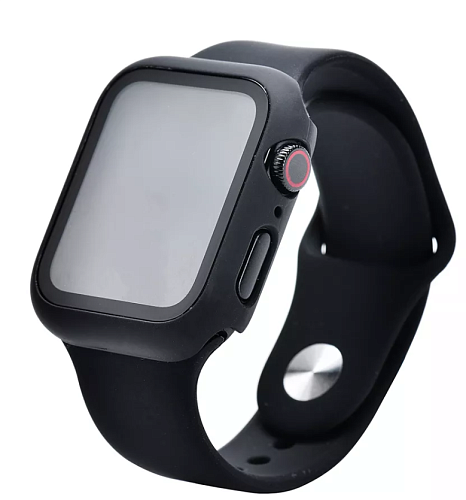 Защитное стекло с чехлом для Apple Watch 41mm, ударопрочный, цвет черный