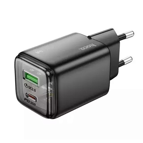 Сетевое зарядное устройство, 1 PD 30W + 1 USB 3.0 QC (N53), HOCO, черный