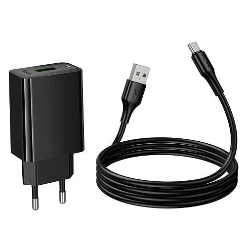 Сетевое зарядное устройство, 1 USB 3.0 QC (CS92A), HOCO, Type-C, черный