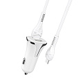 Автомобильное зарядное устройство, 2 USB, usb cable micro, HOCO