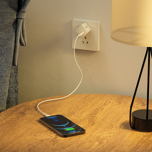 Сетевое зарядное устройство, 1 PD 20W + 1 USB 3.0 QC (N10), HOCO, Type-C to Lightning, mini, Умная зарядка, белый