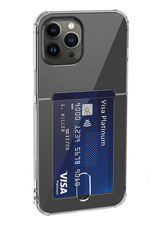 Чехол силиконовый для iPhone 13 Pro Max (6.7), с карманом для карт, X-CASE, затемненный