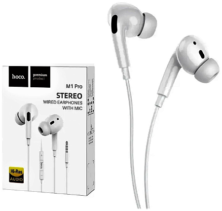 Проводные наушники M1 Pro Original series earphones, вакуумные с микрофоном, HOCO, белые