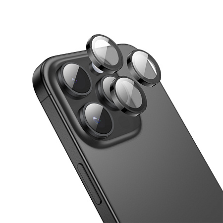 Защитное стекло для iPhone 16 Pro/16 Pro Max, V12 Plus, HOCO, на заднюю камеру, черный