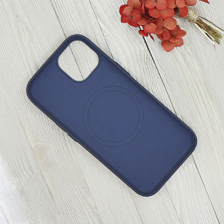 Чехол-накладка для iPhone 15, тканевый, магнитный (MagSafe), без лого, X-CASE, темно-синий