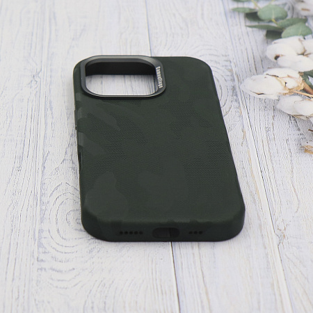 Чехол-накладка для iPhone 16 Pro Max, камуфляж, магнитный (MagSafe), без лого, X-CASE, зеленый