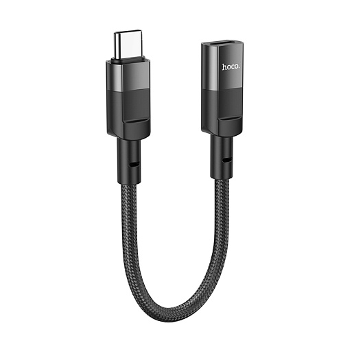 Кабель с Type-C (папа) на Lightning (мама), 0.1 m, HOCO, U107, черный