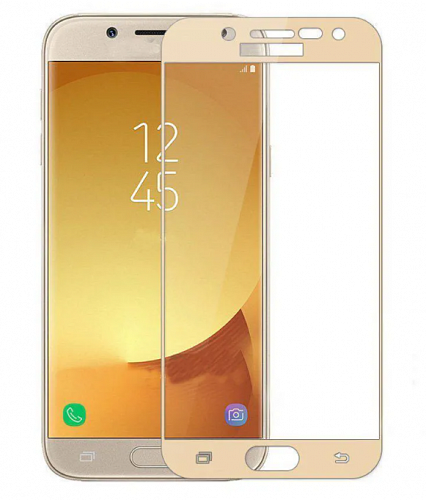 Защитное стекло на Samsung J330FN, Galaxy J3 (2017), 3D Fiber, золотой, X-CASE