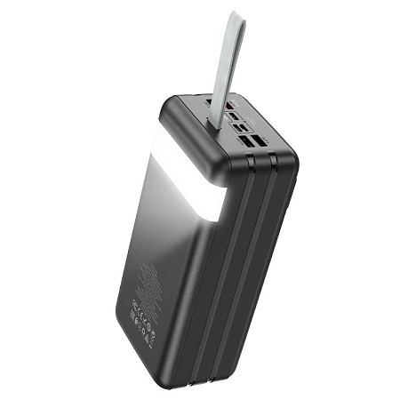 Универсальный Доп. Аккумулятор 60000mAh, J86B, HOCO, выход 2 USB +1 PD (20W), вход Micro/Type-C, с дисплеем, черный
