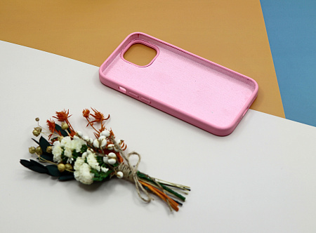 Чехол-накладка для iPhone 14, Silicon Case, без лого, бледно-розовый