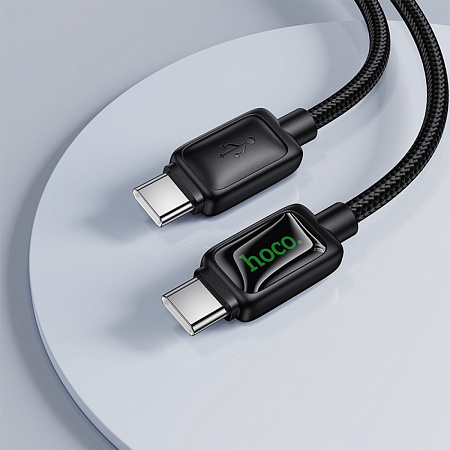 Кабель Type-C на Type-C, HOCO, U146, с индикацией, 1.2 метра, 60W, цвет черный