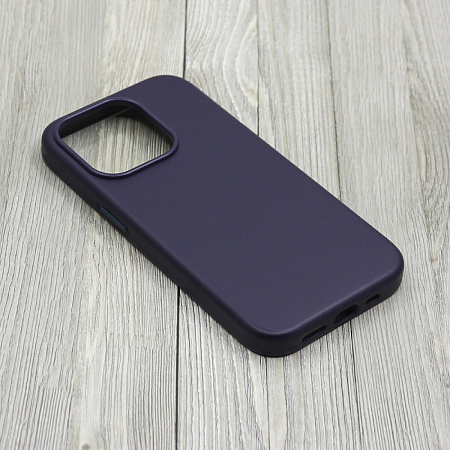 Чехол-накладка для iPhone 15 Pro, экокожа, магнитный (MagSafe), без лого, X-CASE, темно-синий