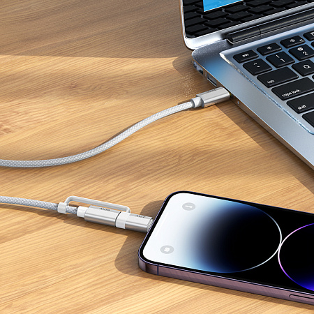 USB дата кабель 2 в 1, Lightning to Type-C или Type-C to Type-C, U134, HOCO, серый