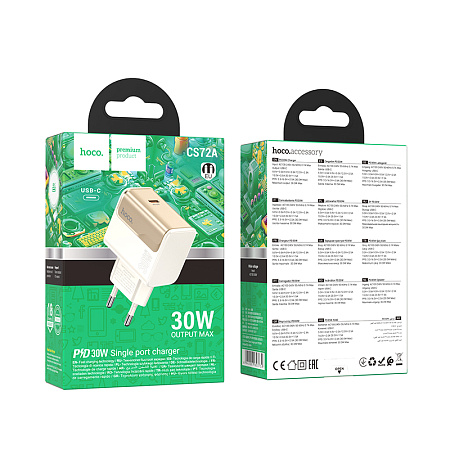 Сетевое зарядное устройство, 1 PD 30W (CS72A), HOCO, цвет белый