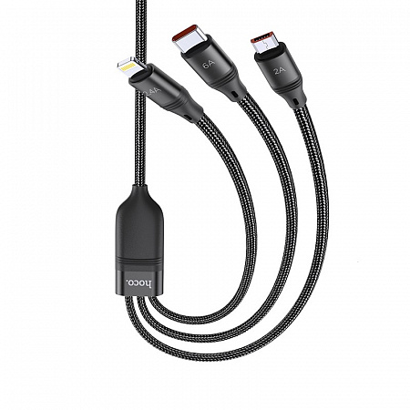 USB   Lightning+Micro+Type-C, HOCO, U104, Fast Charge, 