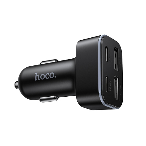 Автомобильное зарядное устройство, 2 USB 5V/2.4A + 2 PD 5V/3A (Z63), HOCO, черный