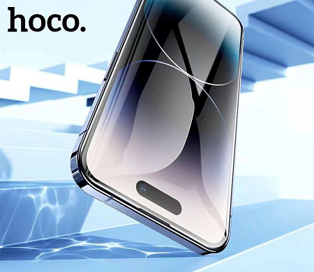 Защитное стекло для iPhone 15 Pro Max, G5, HOCO, Full screen silk screen HD tempered glass, черное