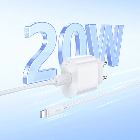 Сетевое зарядное устройство, 1 PD 20W (C109A), HOCO, Type-C to Lightning, белый