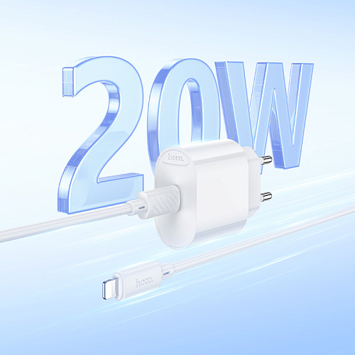 Сетевое зарядное устройство, 1 PD 20W (C109A), HOCO, Type-C to Lightning, белый