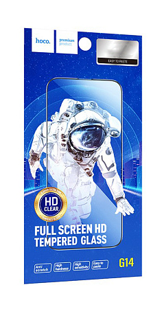 Защитное стекло для iPhone 14 Pro Max, G14, HOCO, Guardian shield series full-screen HD tempered glass, черное