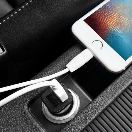 Автомобильное зарядное устройство, 2 USB 2.4A (Z12), usb cable micro, HOCO, белый
