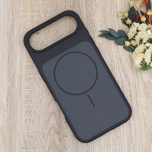 Чехол-накладка для iPhone 17 Air, Silicon Case, магнитный (MagSafe), с дизайном, без лого, X-CASE, черный