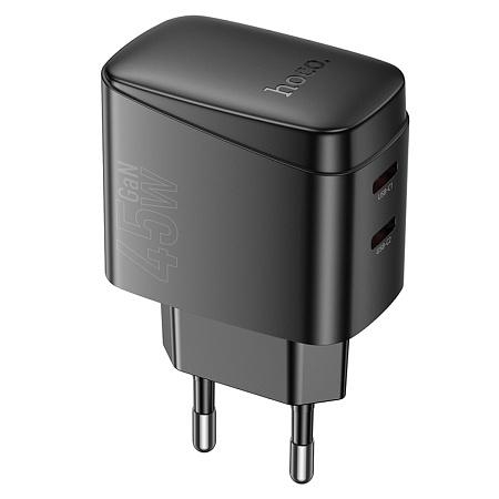 Сетевое зарядное устройство, 2 PD 45W (CS62A), HOCO, черный