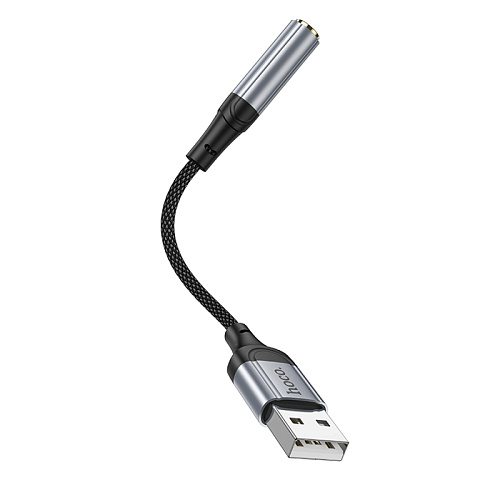 Переходник с USB на Jack 3.5мм, LS36, HOCO,  длина: 12 см; вес: 8 г, черный