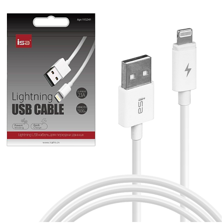 USB дата кабель Lighting, 1.5m, белый