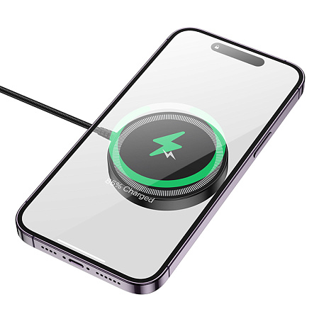 Беспроводное зарядное устройство, CQ17, HOCO, Magsafe с дисплеем и подсветкой, черный