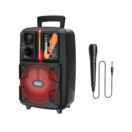 Колонка BS37, +1 проводной микрофон, Dancer outdoor wireless speaker , HOCO, черная