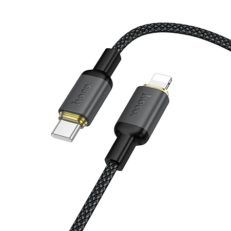 Кабель Lightning to Type-C (PD), HOCO, X128, 1м, 30W, чёрный