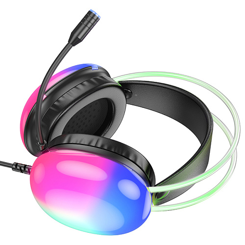 Проводные наушники W109 Plus, HOCO, игровые с микрофоном, USB 7.1, черный