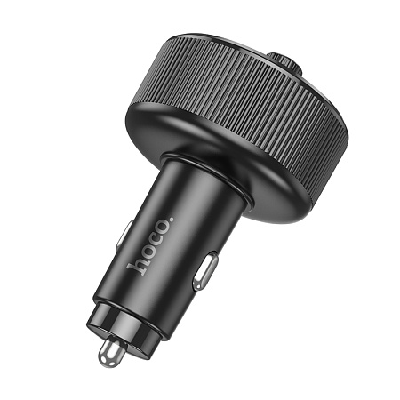 Bluetooth FM модулятор, E82, HOCO, 1 PD (30W), 1 USB (QC), черный