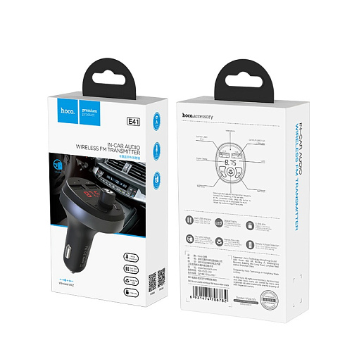 Bluetooth FM модулятор, E41, HOCO, черный