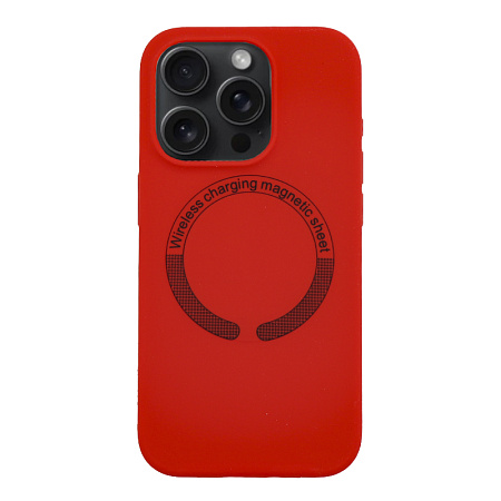 Чехол-накладка для iPhone 15 Pro, Silicon Case, магнитный (MagSafe), без лого, X-CASE, красный