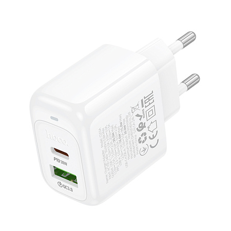 Сетевое зарядное устройство, 1 USB 3.0 QC+1 PD 30W (CS55A), HOCO, белый