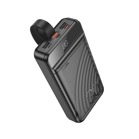 Универсальный Доп. Аккумулятор 30000mAh, J123B, HOCO, выход: 1 USB-A 22.5W, 1 PD 20W, с дисплеем, черный
