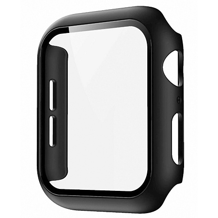 Защитное стекло с чехлом для Apple Watch 46mm, ударопрочный, цвет черный