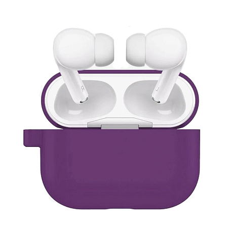 Чехол силиконовый для Airpods Pro/Pro 2, X-CASE, фиолетовый с карабином