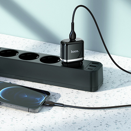 Сетевое зарядное устройство, 1 PD 20W + 1 USB 3.0 QC (N24), HOCO, черный