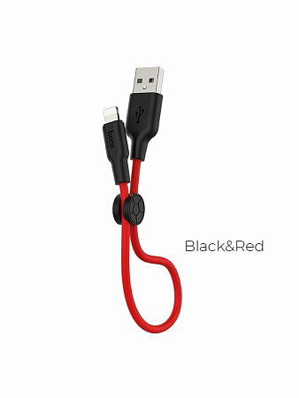 USB дата кабель Lightning, HOCO, X21 Plus, 0.25м, силиконовый, черно-красный