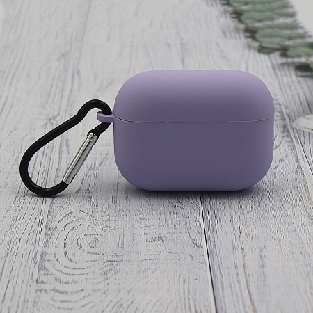 Чехол силиконовый для Airpods Pro/Pro 2, X-CASE, сиреневый с карабином