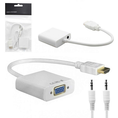 Переходик с HDMI на VGA+AUX, белый
