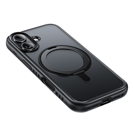 Чехол для iPhone 17, TPU + PC board, Магнитный (MagSafe), с подставкой, AS1, HOCO, прозрачный