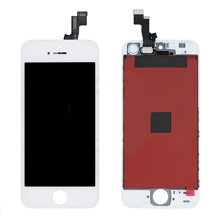Дисплей iPhone 5S в сборе с тачскрином (белый), переклеенный орг (100% LCD)